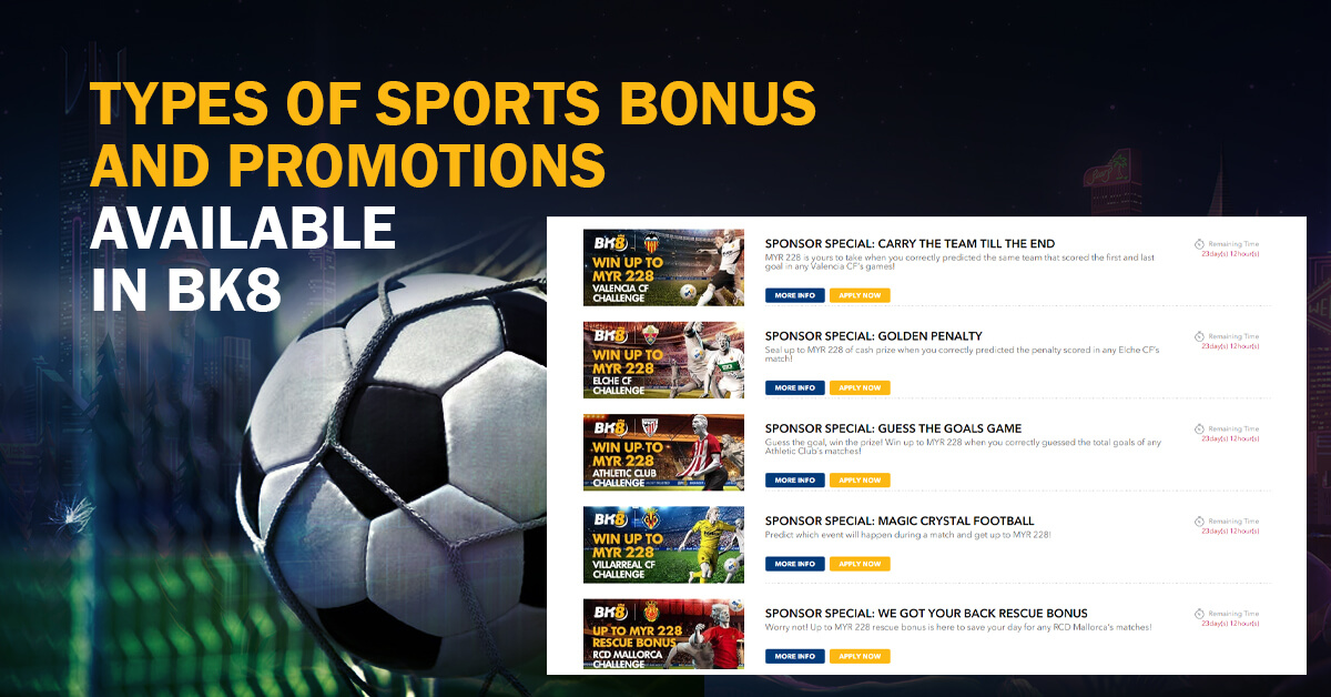Types of Sports Bonus and Promotions available in BK8